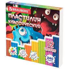 Пластилин классический &laquo;МОНСТРИКИ&raquo;, 12 цветов, 240 г, СТЕК, ВЫСШЕЕ КАЧЕСТВО, BRAUBERG, 107356
