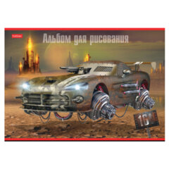 Альбом для рисования А4 16 л., скоба, обложка картон, HATBER, 205х290 мм, "Дизельпанк", 085167
