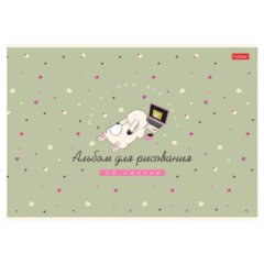 Альбом для рисования А4, 20 л., скоба, Soft-touch ламинация, HATBER, 205х290 мм, "Милашка Банни" (5 вид), 091474