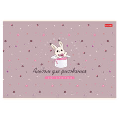 Альбом для рисования А4, 20 л., скоба, Soft-touch ламинация, HATBER, 205х290 мм, "Милашка Банни" (5 вид), 091474