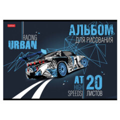 Альбом для рисования А4 20 л., скоба, обложка картон, HATBER, 205х290 мм, "Автотюнинг", 079712