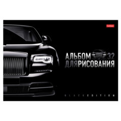 Альбом для рисования А4 32 л., скоба, глянцевая ламинация, HATBER, 205х290 мм, "Black Edition", 085124