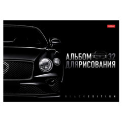 Альбом для рисования А4 32 л., скоба, глянцевая ламинация, HATBER, 205х290 мм, "Black Edition", 085124