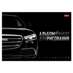 Альбом для рисования А4 32 л., скоба, глянцевая ламинация, HATBER, 205х290 мм, "Black Edition", 085124
