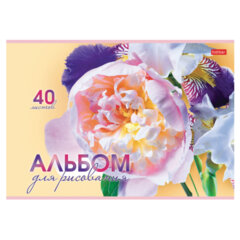 Альбом для рисования А4 40 л., скоба, обложка картон, HATBER, 205х290 мм, "Грация цветов", 085137