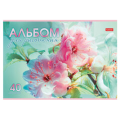 Альбом для рисования А4 40 л., скоба, обложка картон, HATBER, 205х290 мм, "Грация цветов", 085137