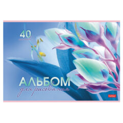 Альбом для рисования А4 40 л., скоба, обложка картон, HATBER, 205х290 мм, "Грация цветов", 085137