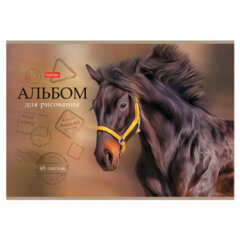 Альбом для рисования А4 48 л., скоба, матовая ламинация, тиснение, HATBER, 205&times;290 мм, &laquo;Дикий мир&raquo;, 079735