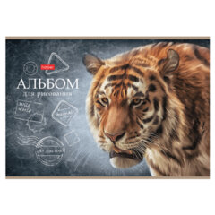 Альбом для рисования А4 48 л., скоба, матовая ламинация, тиснение, HATBER, 205&times;290 мм, &laquo;Дикий мир&raquo;, 079735
