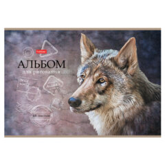 Альбом для рисования А4 48 л., скоба, матовая ламинация, тиснение, HATBER, 205&times;290 мм, &laquo;Дикий мир&raquo;, 079735
