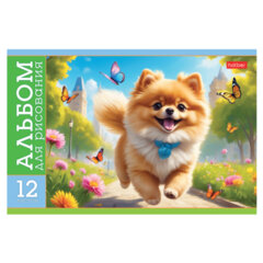 Альбом для рисования МАЛЫЙ ФОРМАТ А5 12 л., скоба, обложка картон, HATBER, 205&times;140 мм, &laquo;Пушистые милашки&raquo; (5 видов), 091518