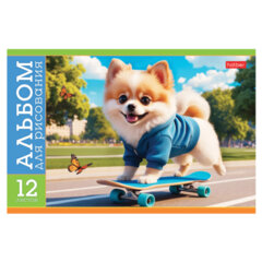 Альбом для рисования МАЛЫЙ ФОРМАТ А5 12 л., скоба, обложка картон, HATBER, 205&times;140 мм, &laquo;Пушистые милашки&raquo; (5 видов), 091518