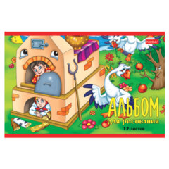 Альбом для рисования МАЛЫЙ ФОРМАТ А5 12 л., скоба, обложка картон, HATBER, 205&times;140 мм, &laquo;Любимые сказки&raquo;, 085246