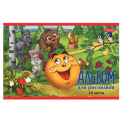 Альбом для рисования МАЛЫЙ ФОРМАТ А5 12 л., скоба, обложка картон, HATBER, 205&times;140 мм, &laquo;Любимые сказки&raquo;, 085246