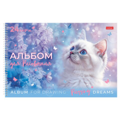 Альбом для рисования, обложка пластик, А4 24 л., спираль, HATBER, 198&times;300 мм, &laquo;Нежные мечты&raquo; (5 видов), 091533