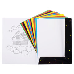 Набор картона и бумаги A4, мелованные 18 л. (8 цвет. картона + 8 цвет. бумаги + 2 белого картона) в папке, HATBER, 200&times;290, &laquo;Утята&raquo;, 079824