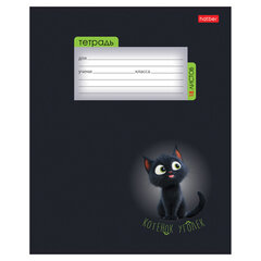 Тетрадь 18 л., HATBER клетка, обложка картон, &laquo;Котенок уголек&raquo; (микс в спайке), 091435