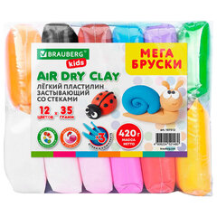 Пластилин супер лёгкий, воздушный, застывающий, БОЛЬШИЕ БРУСОЧКИ, 12 цветов, 420 г, 3 стека, BRAUBERG KIDS, 107512
