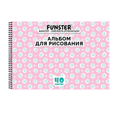 Альбом для рисования А4 40 л., гребень, обложка картон, FUNSTER, 200&times;290 мм, кросс-серия &laquo;КОШАЧЬИ ЛАПКИ&raquo;, 107520