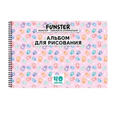 Альбом для рисования А4 40 л., гребень, обложка картон, FUNSTER, 200&times;290 мм, кросс-серия &laquo;КОШАЧЬИ ЛАПКИ&raquo;, 107520