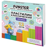 Пластилин классический, кросс-серия "КОШАЧЬИ ЛАПКИ", 12 цветов, 240 г, СТЕК, ВЫСШЕЕ КАЧЕСТВО, FUNSTER (ФАНСТЕР), 107521