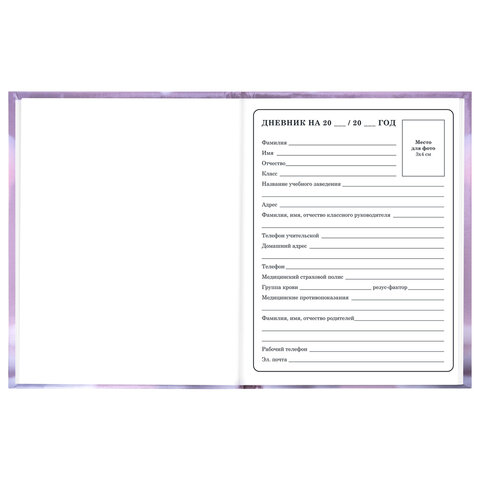 Дневник 1-4 класс 48 л., твердый, BRAUBERG, глянцевая ламинация, с подсказом, "Единорог", 107588