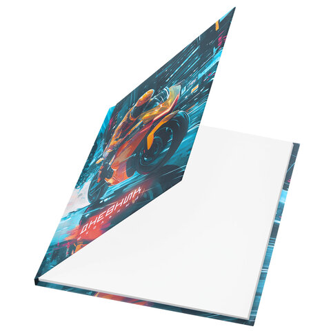 Дневник 1-4 класс 48 л., твердый, BRAUBERG, выборочный лак, с подсказом, "Крутой байк", 107592