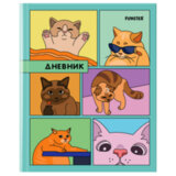 Дневник 5-11 класс 48 л., твердый, FUNSTER (ФАНСТЕР), выборочный лак, с подсказом, "Мемные коты", 107617