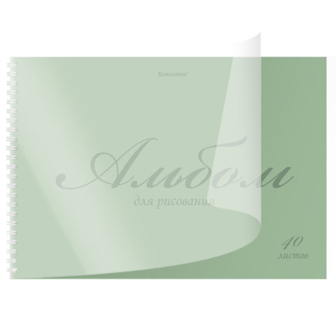 Альбом для рисования, пластиковая обложка, А4, 40 л., гребень, BRAUBERG, 210х297 мм, ОДНОТОННЫЕ (4 вида), 107681 - фото 6