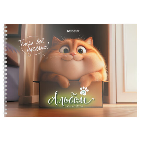 Альбом для рисования, пластиковая обложка, А4, 40 л., гребень, BRAUBERG, 210х297 мм, АССОРТИ-1 (8 видов), 107682 - фото 11