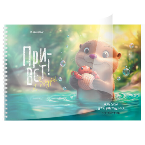 Альбом для рисования, пластиковая обложка, А4, 40 л., гребень, BRAUBERG, 210х297 мм, АССОРТИ-2 (8 видов), 107683 - фото 7