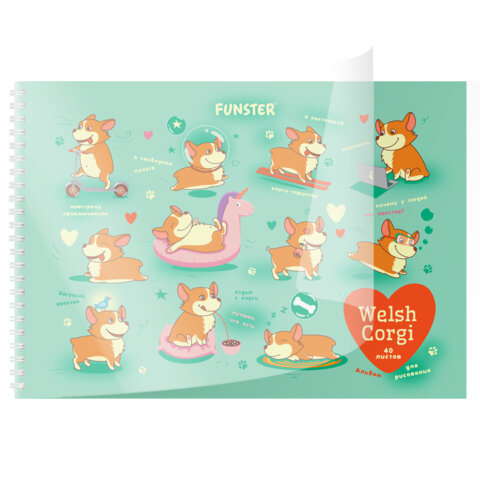 Альбом для рисования, пластиковая обложка, А4, 40 л., гребень, FUNSTER (ФАНСТЕР), 210х297 мм, АССОРТИ (8 видов), 107684 - фото 5