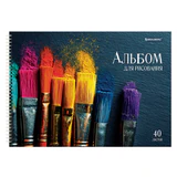 Альбомы для рисования ДЭК, А4, 40 л., КОМПЛЕКТ 2 шт., гребень, глянцевый лак, BRAUBERG, 200х290 мм, "Кисти", 107735