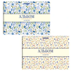 Альбомы для рисования ДЭК, А4, 40 л., КОМПЛЕКТ 2 шт., гребень, рельефный картон, BRAUBERG, 200&times;290 мм, &laquo;Паттерн&raquo;, 107744