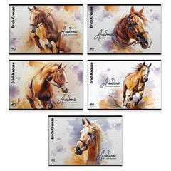 Альбом для рисования, А4, 40 л., скоба, TWIN-лак, ERICH KRAUSE, 203х297 мм, "Wild Mane" (микс в спайке), 63450