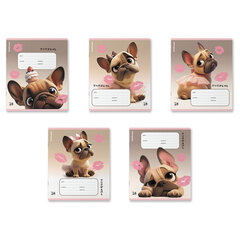 Тетрадь 18 л., клетка, выборочный УФ-лак, ERICH KRAUSE, "Frenchie" (микс в спайке), 64834