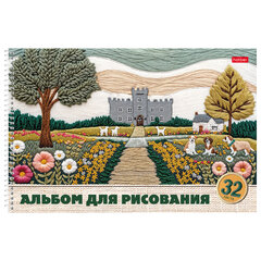 Альбом для рисования, обложка пластик, А4, 32 л., спираль, HATBER, 196&times;302 мм, &laquo;Тепло стежков&raquo; (5 видов), 086133