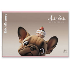 Альбом для рисования А4, 24 л., скоба, обложка картон, ERICH KRAUSE, 203&times;297 мм, &laquo;Frenchie&raquo; (микс в спайке), 63446