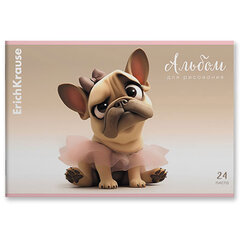 Альбом для рисования А4, 24 л., скоба, обложка картон, ERICH KRAUSE, 203&times;297 мм, &laquo;Frenchie&raquo; (микс в спайке), 63446