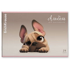 Альбом для рисования А4, 24 л., скоба, обложка картон, ERICH KRAUSE, 203&times;297 мм, &laquo;Frenchie&raquo; (микс в спайке), 63446