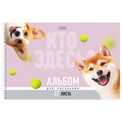 Альбом для рисования А4, 32 л., спираль, Soft-touch ламинация, HATBER, 198&times;300 мм, &laquo;Кто здесь?&raquo; (5 видов), 094672
