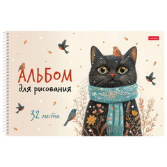 Альбом для рисования А4, 32 л., спираль, рельефный картон, HATBER, 198&times;300 мм, &laquo;Котэ&raquo; (5 видов), 094699