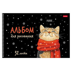 Альбом для рисования А4, 32 л., спираль, рельефный картон, HATBER, 198&times;300 мм, &laquo;Котэ&raquo; (5 видов), 094699