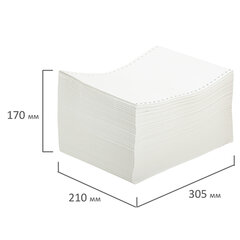 Бумага с неотрывной перфорацией, 210&times;305 мм (12"), 1600 листов, плотность 65 г/<wbr/>м<sup>2</sup>, белизна 98%