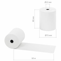 Чековая лента ТЕРМОБУМАГА 80 мм (диаметр 70-74 мм, длина 60 м, втулка 12 мм) КОМПЛЕКТ 6 шт., STAFF, 110449