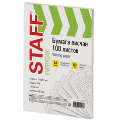 Бумага писчая А4, STAFF &laquo;EVERYDAY&raquo;, 60 г/<wbr/>м<sup>2</sup>, 100 листов, Россия, белизна 92% (ISO), 110541