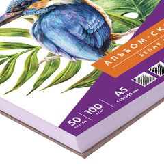 Скетчбук, белая бумага 100 г/<wbr/>м<sup>2</sup>, 145&times;205 мм, 50 л., гребень, жёсткая подложка, BRAUBERG ART DEBUT, 110987