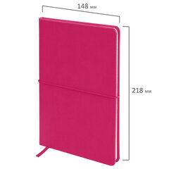 Блокнот А5 (148&times;218 мм), BRAUBERG &laquo;Metropolis X&raquo;, под кожу, 80 л., резинка, клетка, малиновый, 111034