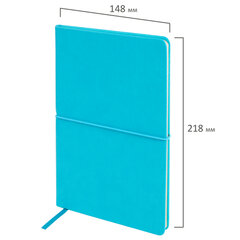 Блокнот А5 (148&times;218 мм), BRAUBERG &laquo;Metropolis X&raquo;, под кожу, 80 л., резинка, клетка, бирюзовый, 111035