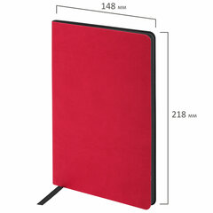 Блокнот А5 (148&times;218 мм), BRAUBERG &laquo;Metropolis Mix&raquo;, под кожу, 80 л., клетка, красный, 111039